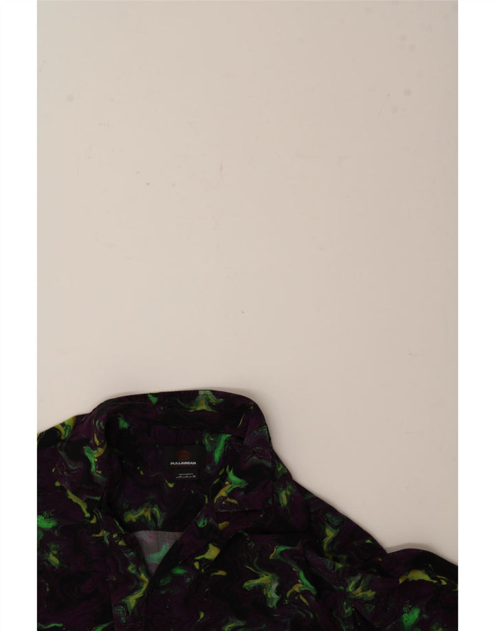 PULL & BEAR Mens Abstract Pattern Short Sleeve Shirt Medium Purple Vintage Pull & Bear and Second-Hand Pull & Bear from Messina Hembry 
