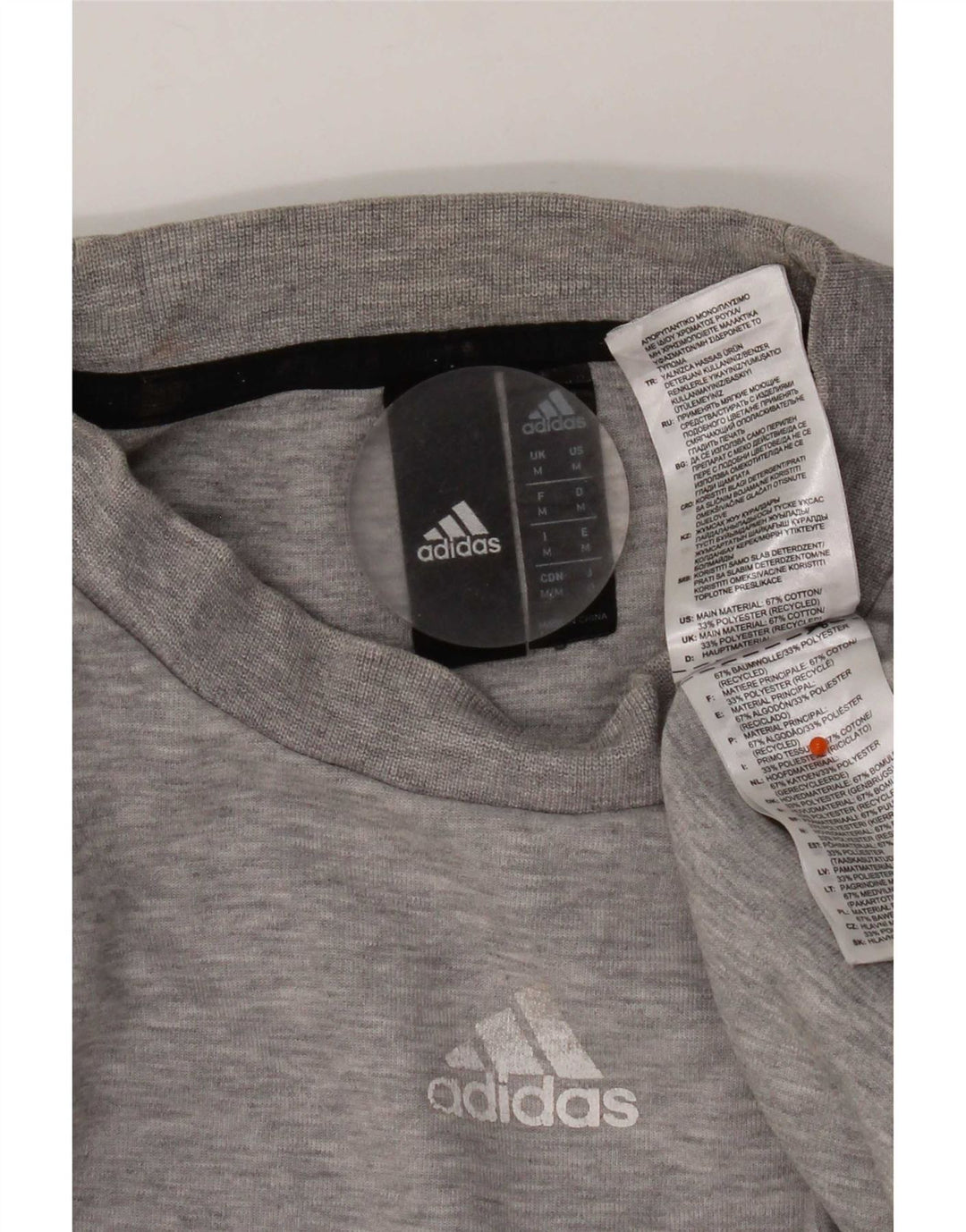 Adidas Mens Moletom Jumper Médio Algodão Cinza