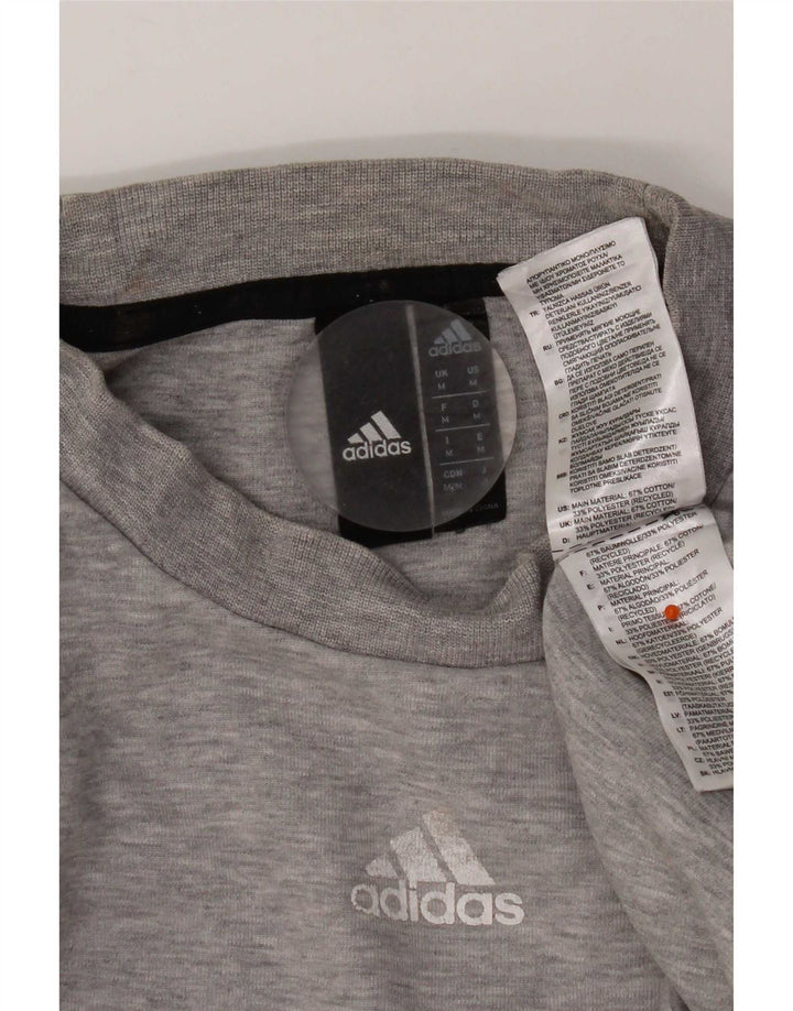 Adidas Mens Moletom Jumper Médio Algodão Cinza