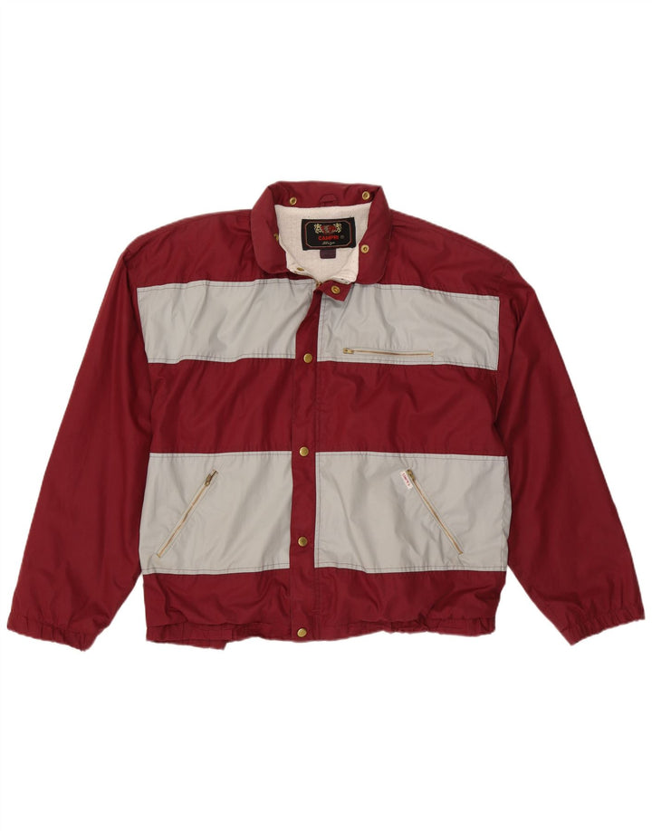 Jaqueta bomber masculina com capuz CAMPRI Reino Unido 40 poliéster listrado grande Borgonha