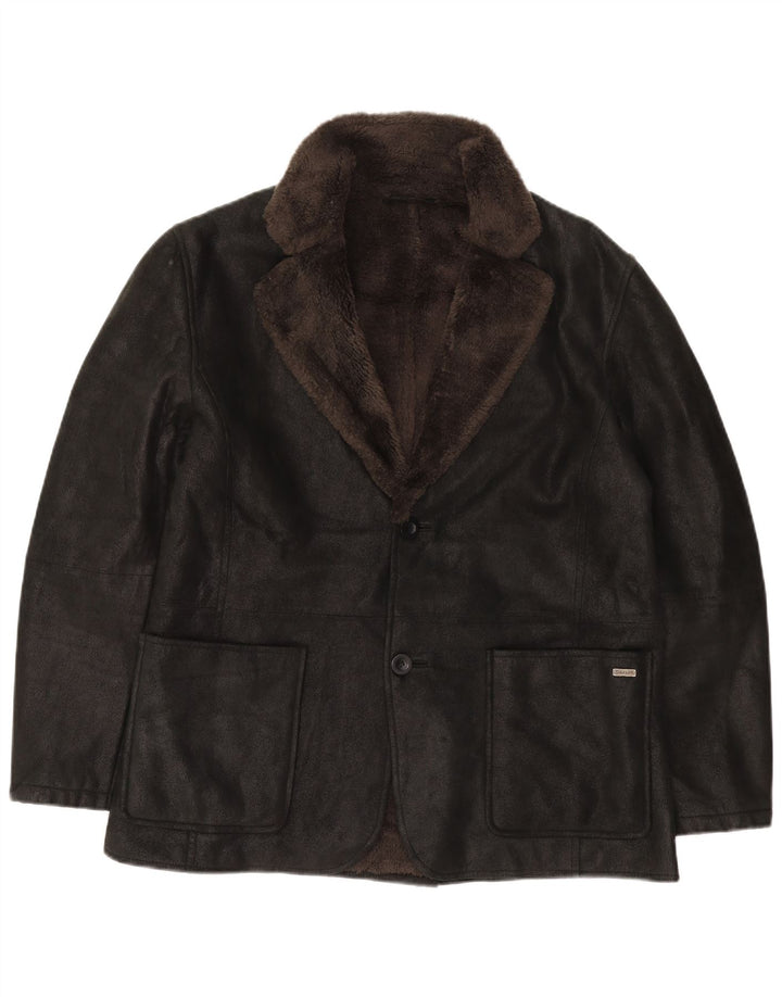 Jaqueta blazer masculina Pierre Cardin com 2 botões Sherpa Reino Unido 40 grande preta