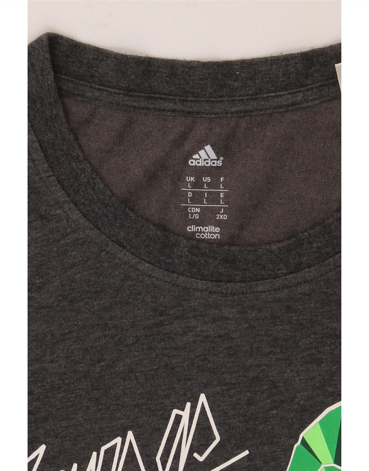 ADIDAS Mens Climalite Graphic T-Shirt Top Large Grey Cotton Vintage Adidas and Second-Hand Adidas from Messina Hembry 