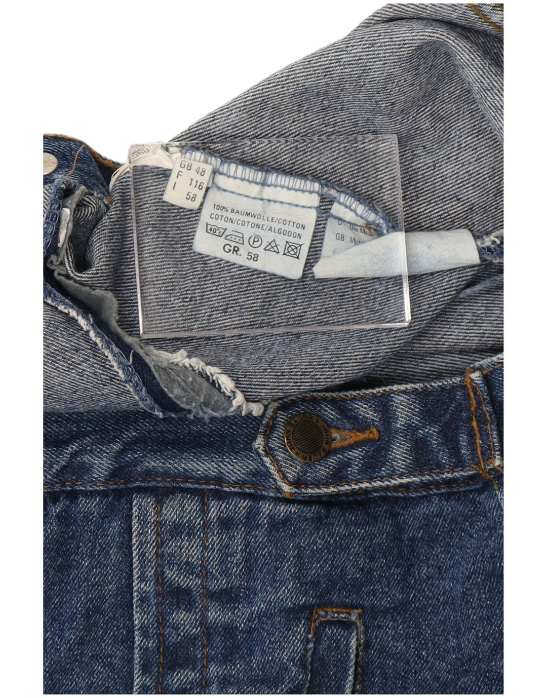 Jaqueta jeans masculina JOHN BAUER UK 48 4XL algodão azul