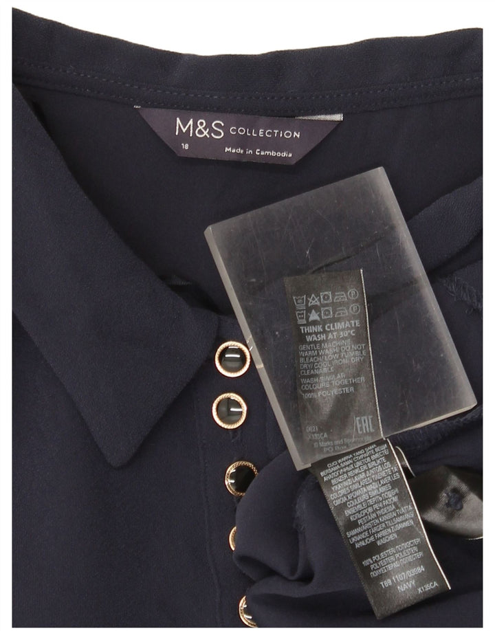 Vestido feminino de manga comprida Marks & Spencer UK 18 XL azul marinho poliéster