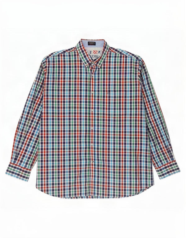 Camisa masculina de iate Paul & Shark XL algodão xadrez multicolorido