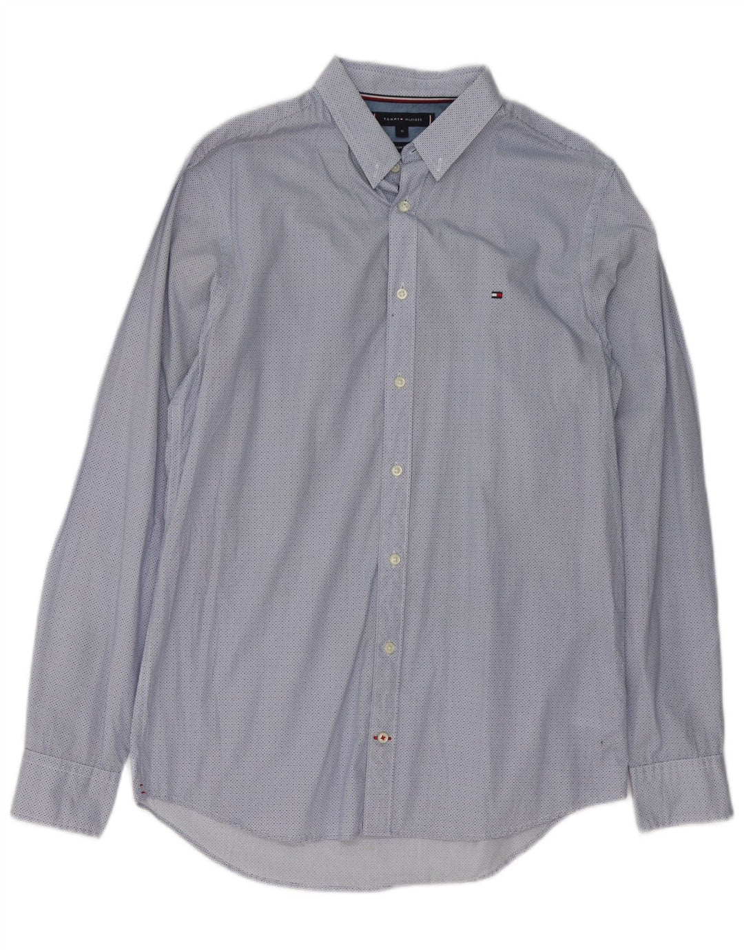 Camisa masculina Tommy Hilfiger Slim Fit algodão manchado azul médio