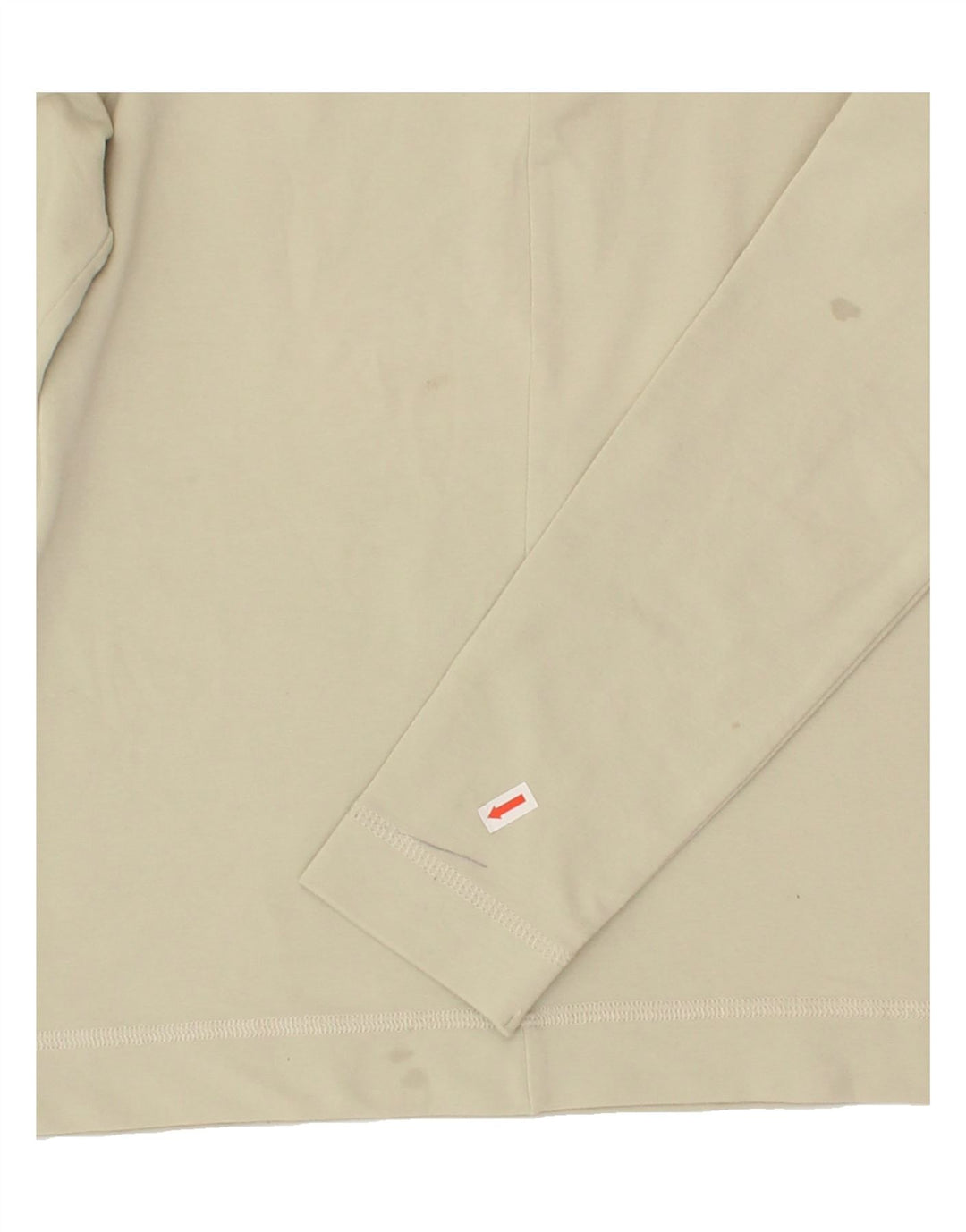 REEBOK Womens Zip Neck Sweatshirt Jumper UK 10 Small Beige Cotton Vintage Reebok and Second-Hand Reebok from Messina Hembry 
