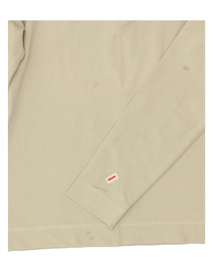 REEBOK Womens Zip Neck Sweatshirt Jumper UK 10 Small Beige Cotton Vintage Reebok and Second-Hand Reebok from Messina Hembry 