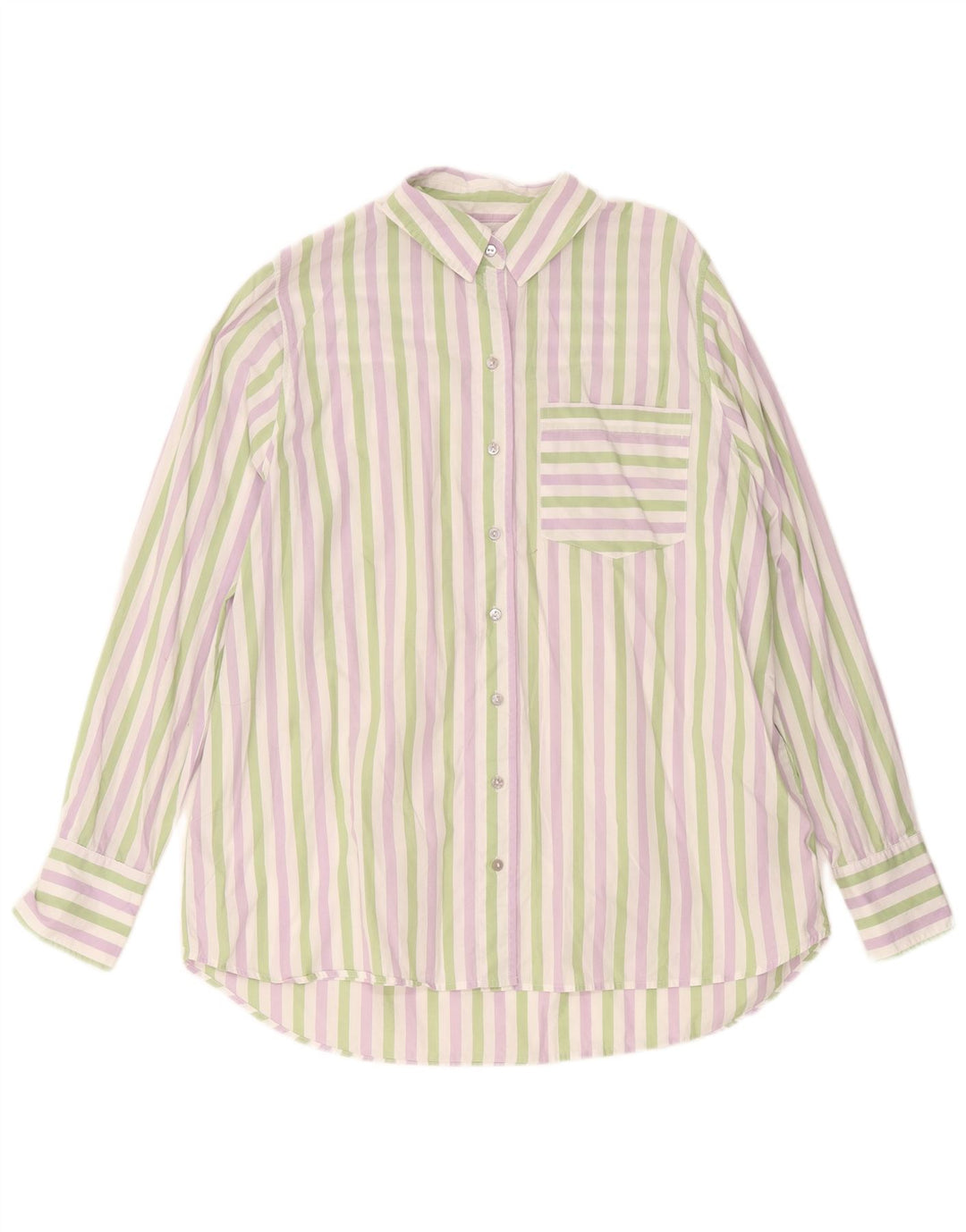 Camisa feminina Nicole Farhi UK 14 algodão listrado multicolorido médio