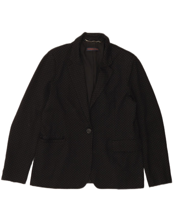 TRUSSARDI JEANS Jaqueta blazer feminina com 1 botão IT 44 médio preto manchado