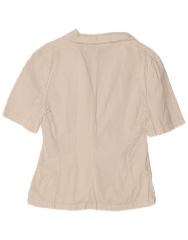 Top cardigã feminino de manga curta Benetton IT 42 algodão branco médio