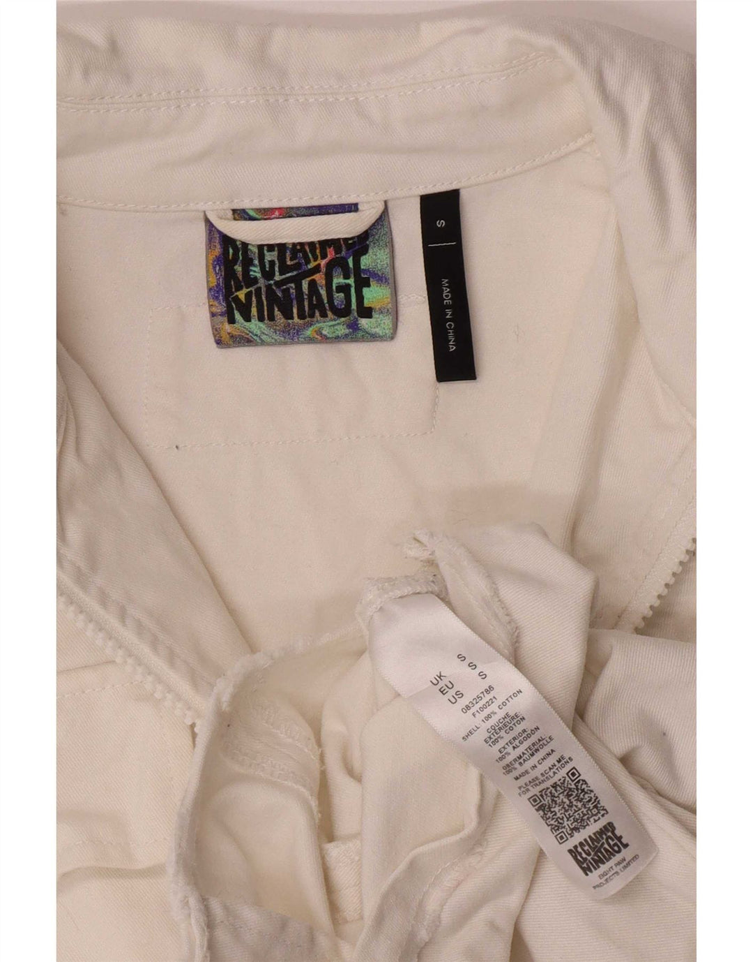 Jaqueta jeans feminina vintage UK 10 algodão branco pequeno