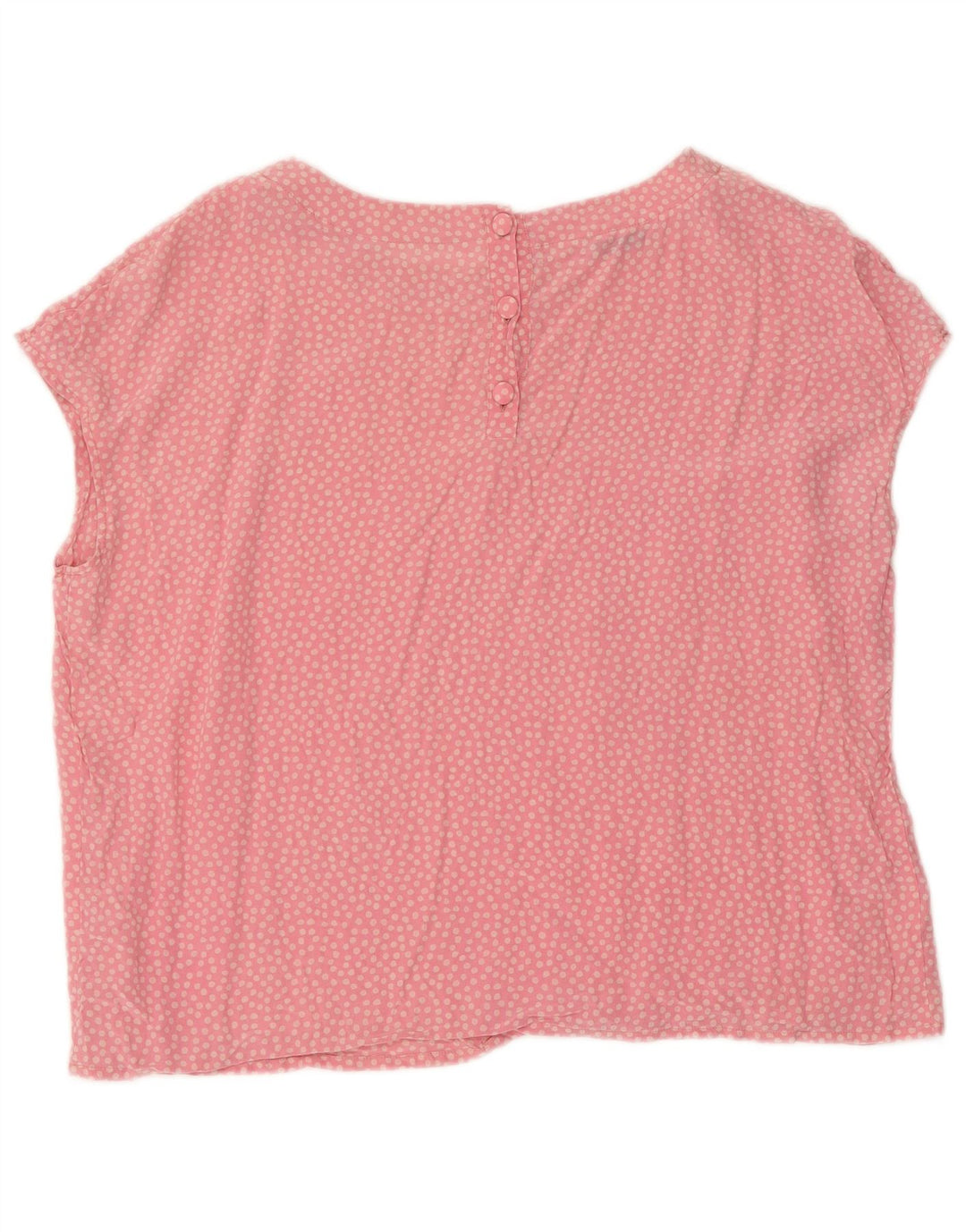Blusa feminina vintage UK 14 grande seda de bolinhas rosa
