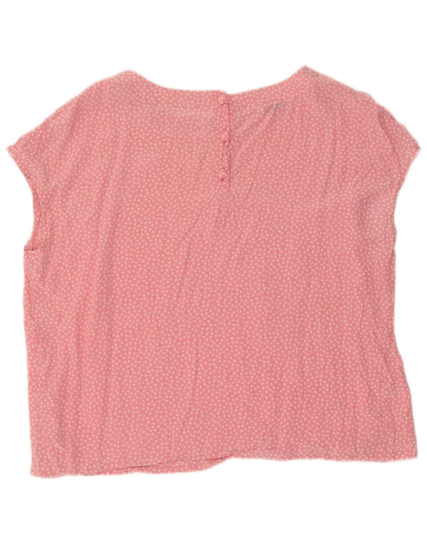 Blusa feminina vintage UK 14 grande seda de bolinhas rosa