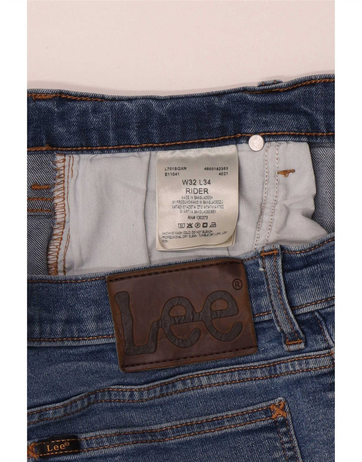 Lee Mens Rider Distressed Slim Jeans W32 L31 Azul Algodão
