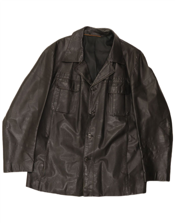 Jaqueta de couro masculina Zeiler UK 40 grande preta