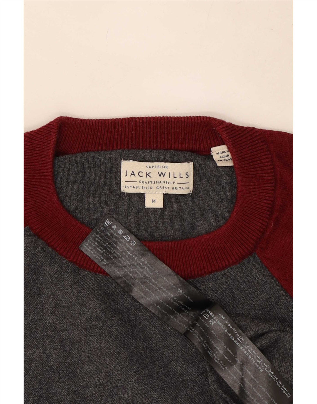 Suéter masculino Jack Wills com gola redonda e algodão colorblock cinza médio
