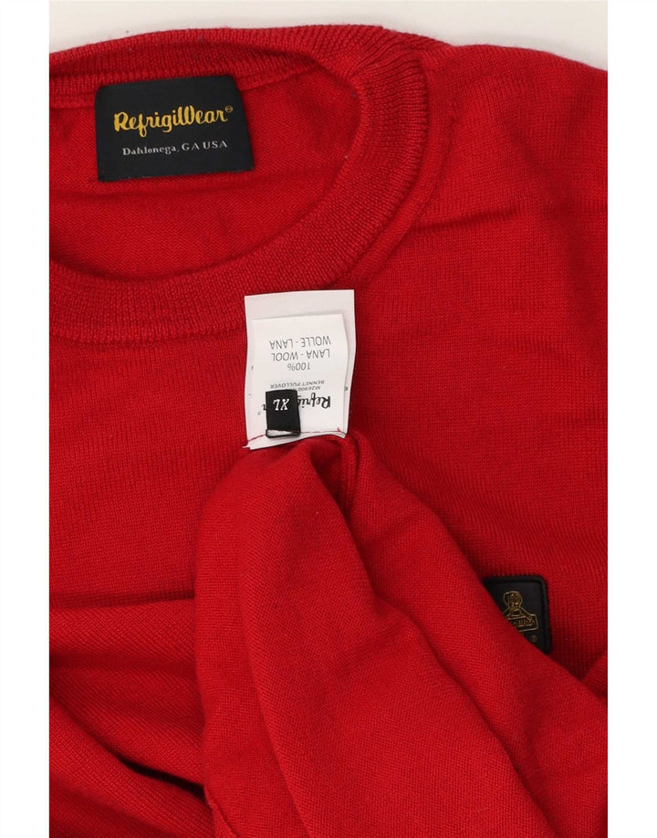 Suéter masculino Refrigiwear com gola redonda XL de lã vermelha