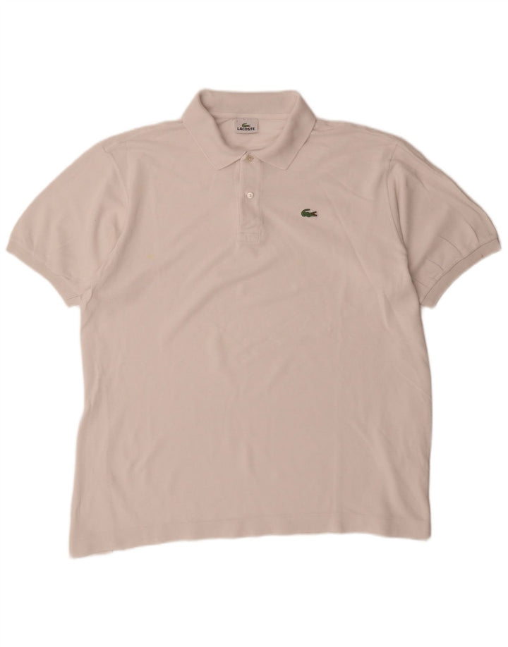 Camisa polo masculina Lacoste tamanho 7 2XL algodão branco