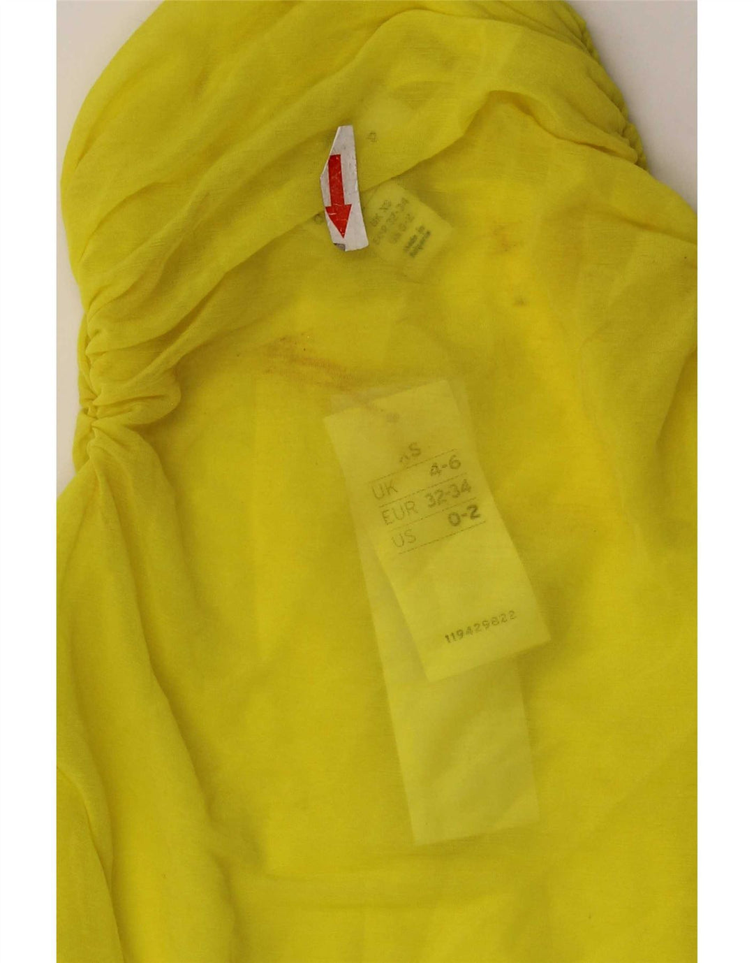 Topshop feminino com um ombro transparente UK 4/6 XS amarelo poliéster
