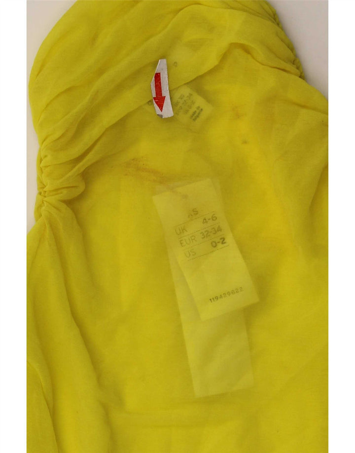 Topshop feminino com um ombro transparente UK 4/6 XS amarelo poliéster