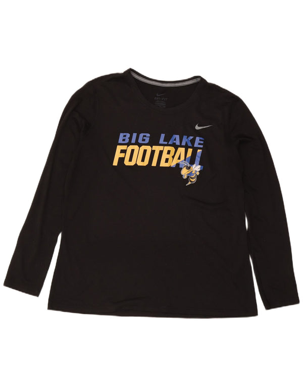 Top gráfico feminino Nike Dri Fit manga comprida UK 20 2XL preto poliéster
