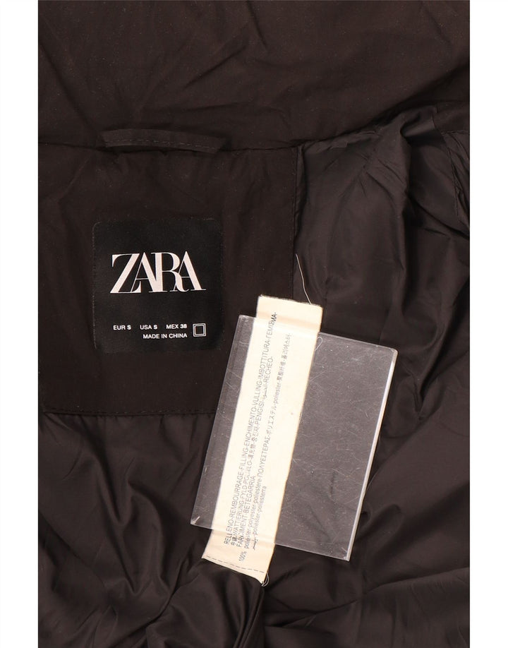 Jaqueta acolchoada com capuz masculina Zara UK 36 poliéster preto pequeno