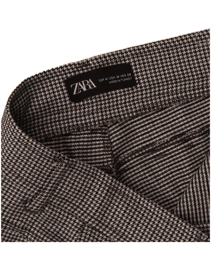 Zara Calça feminina casual justa média W28 L27 preta Houndstooth