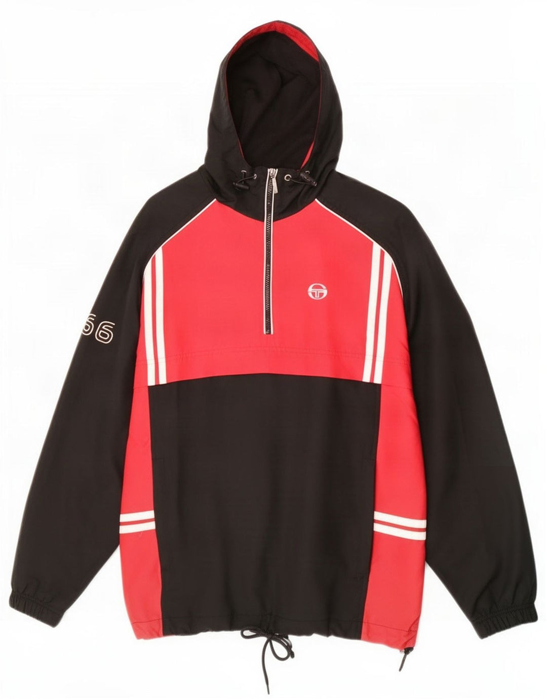 Sergio Tacchini Jaqueta masculina com capuz e moletom grande bloco colorido preto