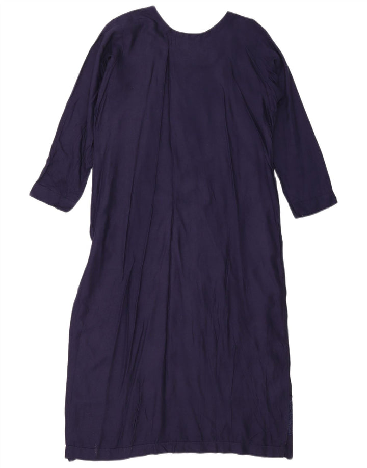 Vestido vintage feminino evasê EU 38 médio azul marinho geométrico