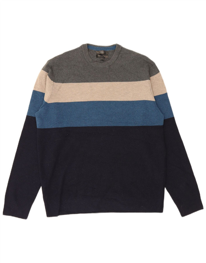 Suéter masculino Marks & Spencer com gola redonda grande multicolorido
