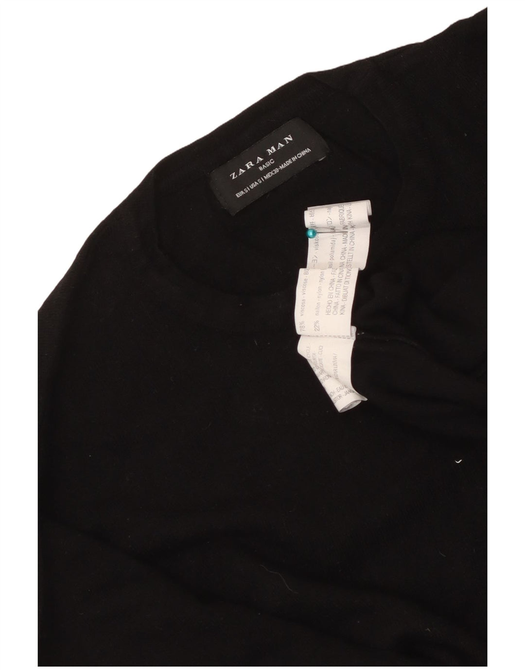 Zara Top masculino manga comprida pequena viscose preta