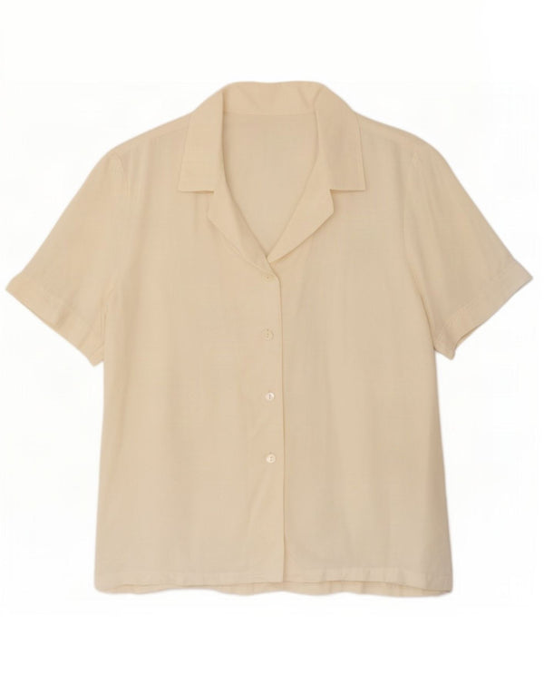 Blusa feminina vintage de manga curta UK 16 grande off white