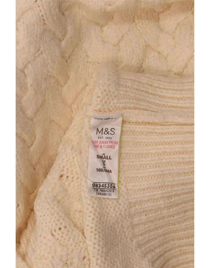Suéter feminino Marks & Spencer com gola tartaruga Reino Unido 10 pequeno bege