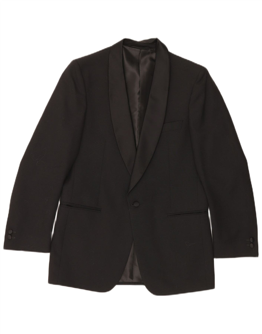 Jaqueta blazer masculina vintage com 1 botão Reino Unido 38 lã nova preta média