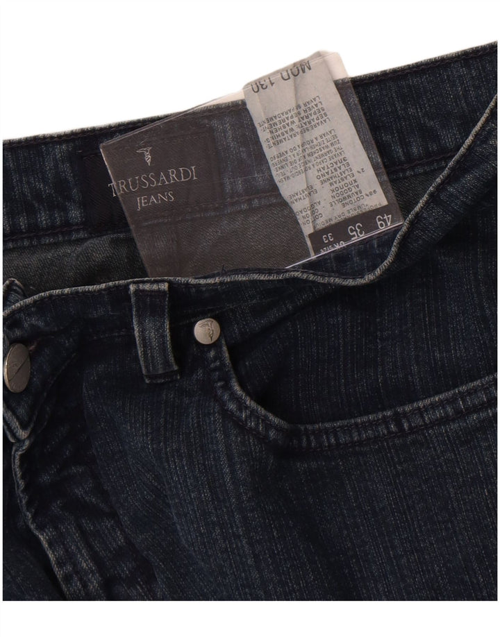 Trussardi Calça jeans reta masculina W33 L27 algodão azul