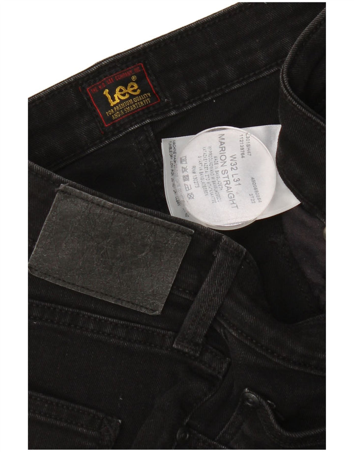 Lee Womens Marion Straight Jeans W32 L31 Algodão Preto
