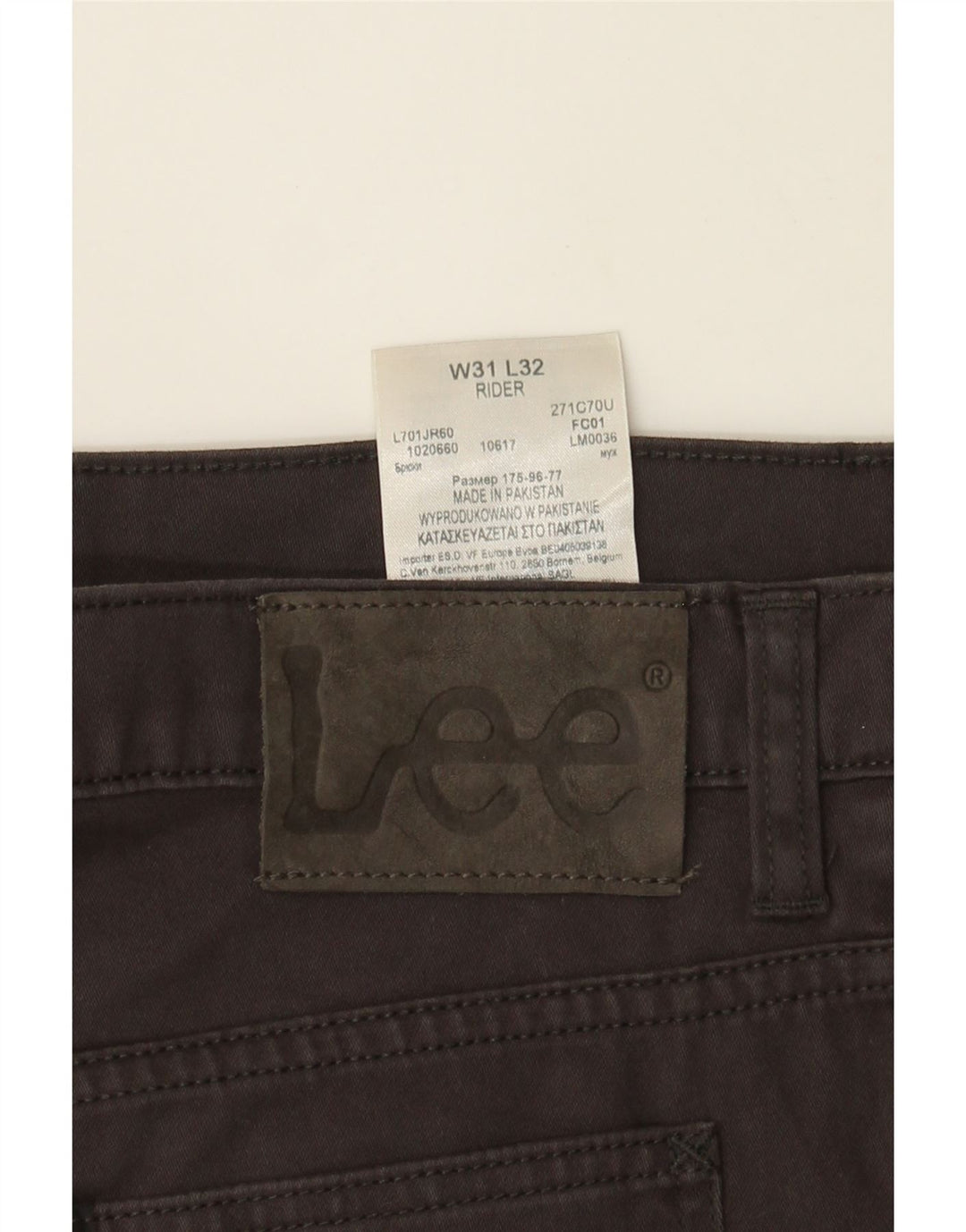 LEE Mens Rider Straight Casual Trousers W31 L27 Grey Cotton Vintage Lee and Second-Hand Lee from Messina Hembry 
