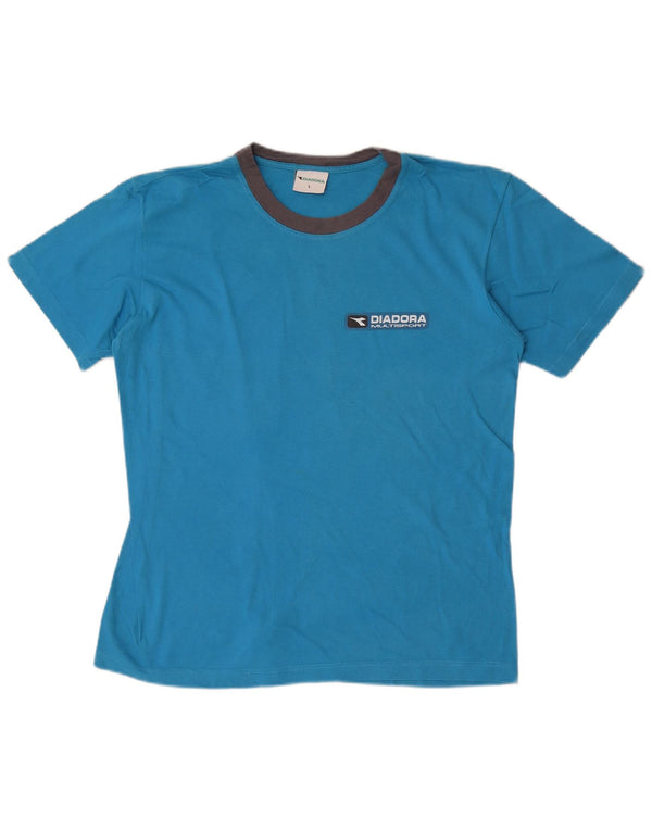 Camiseta masculina Diadora Top grande algodão colorblock azul