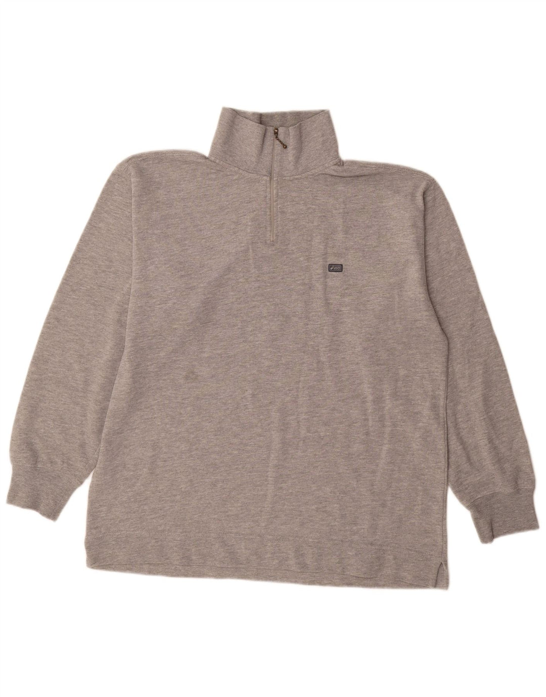 Asics Mens Zip Neck Suéter Grande Cinza
