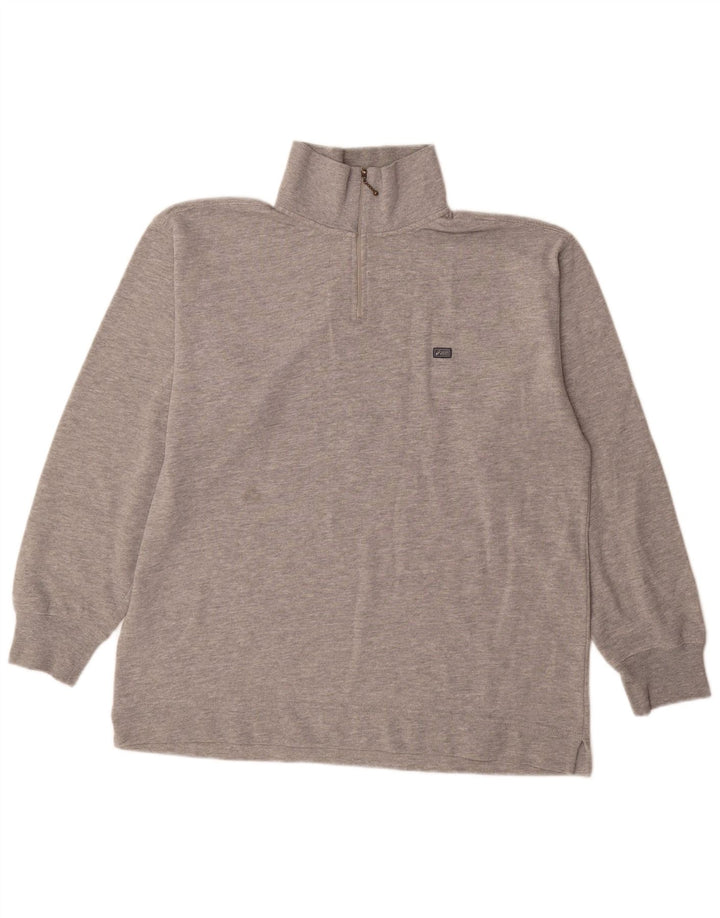 Asics Mens Zip Neck Suéter Grande Cinza