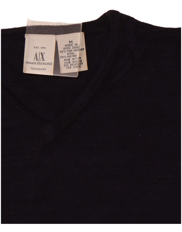 ARMANI EXCHANGE Suéter feminino com decote em V Reino Unido 12 médio azul marinho