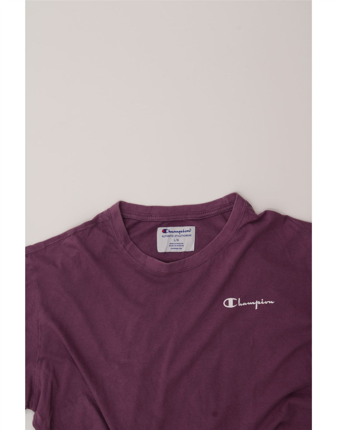 CHAMPION Womens Crop T-Shirt Top UK 16 Large Purple Vintage Champion and Second-Hand Champion from Messina Hembry 