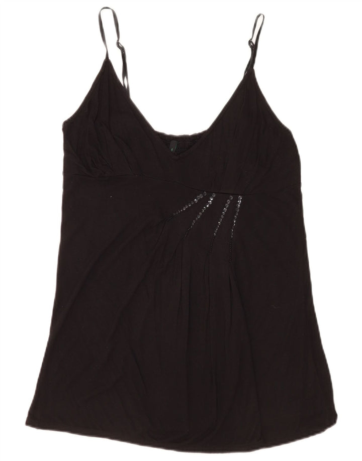 Benetton Cami Top Feminino UK 12 Médio Preto