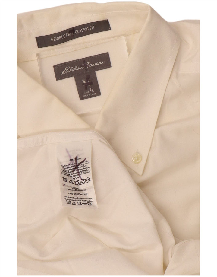 EDDIE BAUER Camisa masculina clássica de ajuste grande de algodão branco