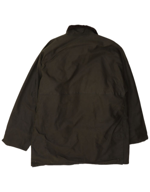 Jaqueta masculina vintage de algodão encerado UK 40 verde grande