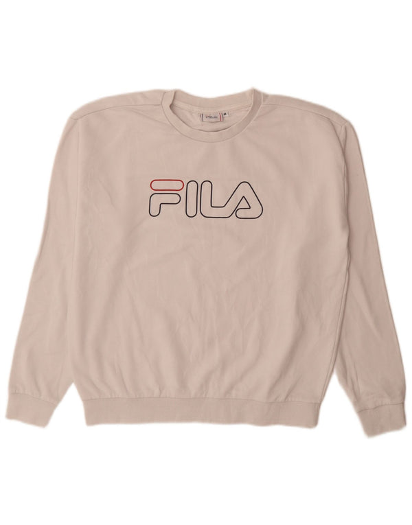 Fila moletom gráfico feminino jumper UK 14 médio branco