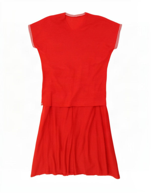 Conjunto de saia feminina vintage de 2 peças UK 12 médio W26 vermelho