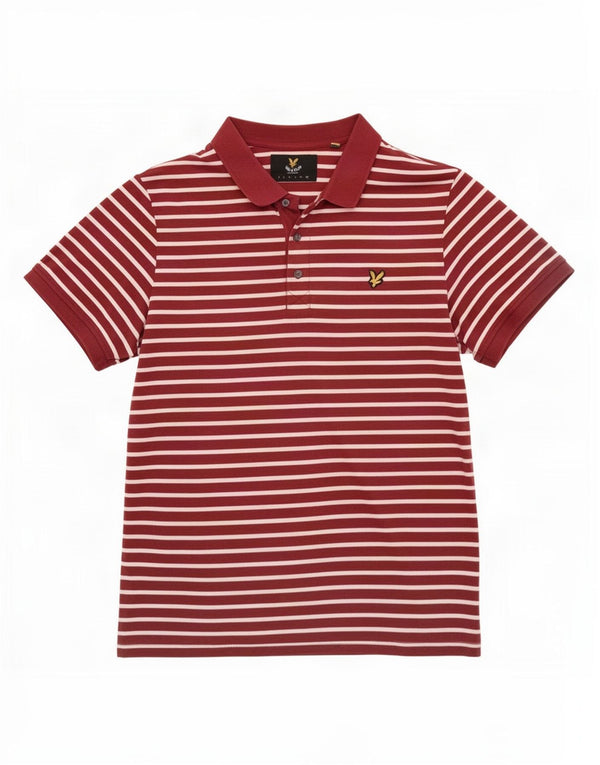 Camisa polo masculina Lyle & Scott 2XL algodão listrado marrom