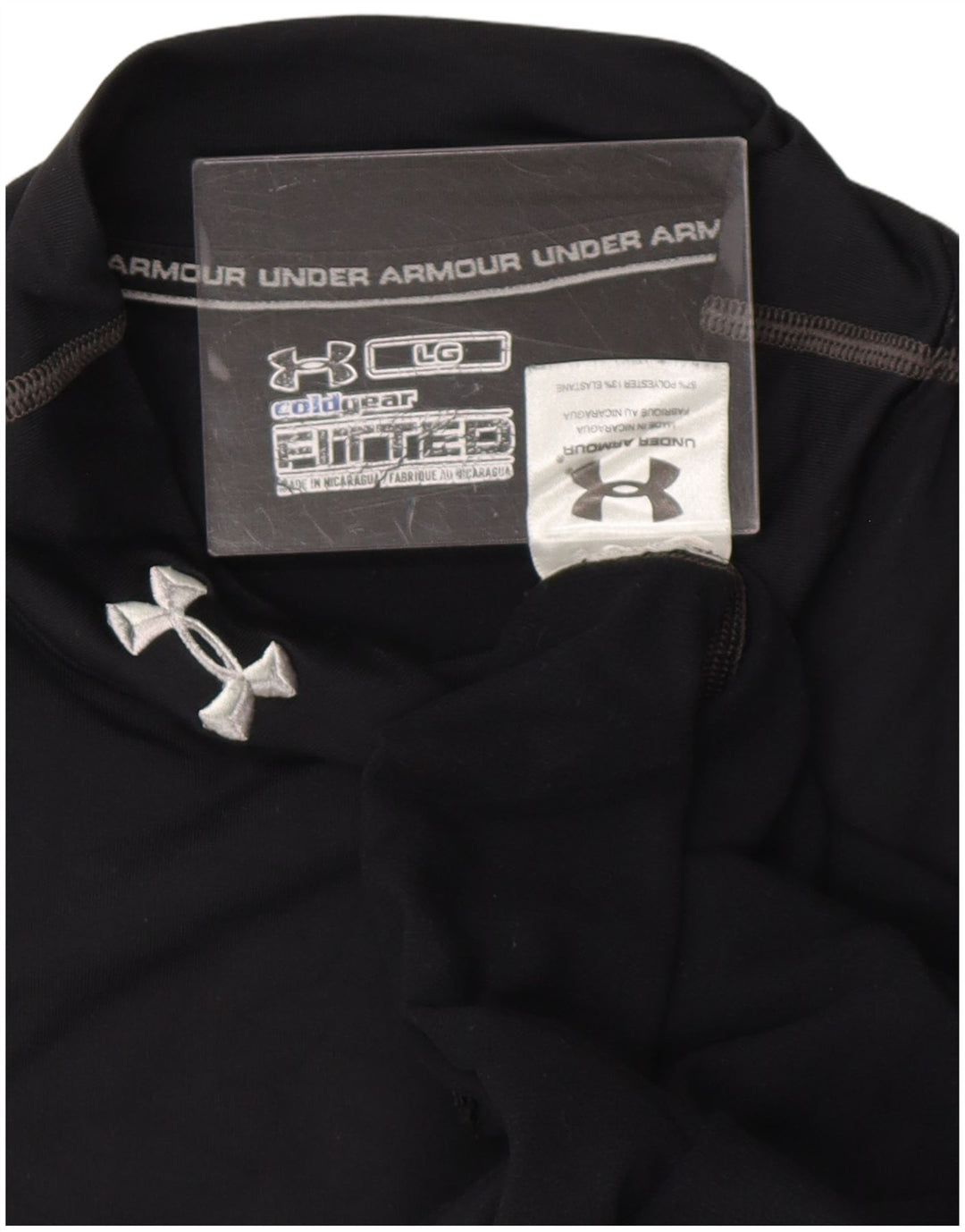 Under ARMOR Mens Cold Gear Top Manga Longa Grande Poliéster Preto